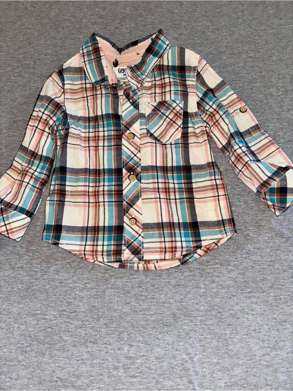 Genuine Kids by OshKosh Pink & Teal Plaid Button-Down Shirt